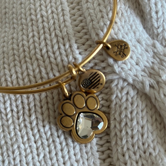 ALEX AND ANI Crystal Paw Prints of Love Charm Bangle Gold Bracelet - Picture 4 of 7